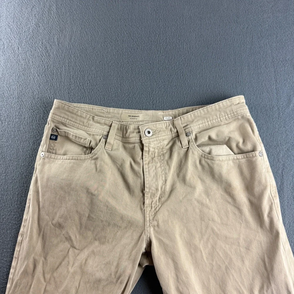 AG Adriano Goldschmied Graduate Pants Men's 34x32 Beige Tailored Leg Chino Flat